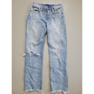 J Crew Womens Boyfriend Jeans Slim Broken In Distressed Denim Blue Size 25 K8475